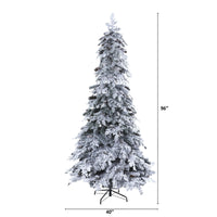 Thumbnail for 8’ Flocked Montana Down Swept Spruce Artificial Christmas Tree with Pinecones and 500 LED Lights - The Fox Decor