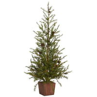 Thumbnail for 3’ Alpine “Natural Look” Artificial Christmas Tree in Wood Planter with Pine Cones