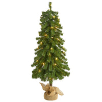 Thumbnail for 3' Alpine Artificial Christmas Tree with 50 Lights, 177 Bendable Branches and a Burlap Planter