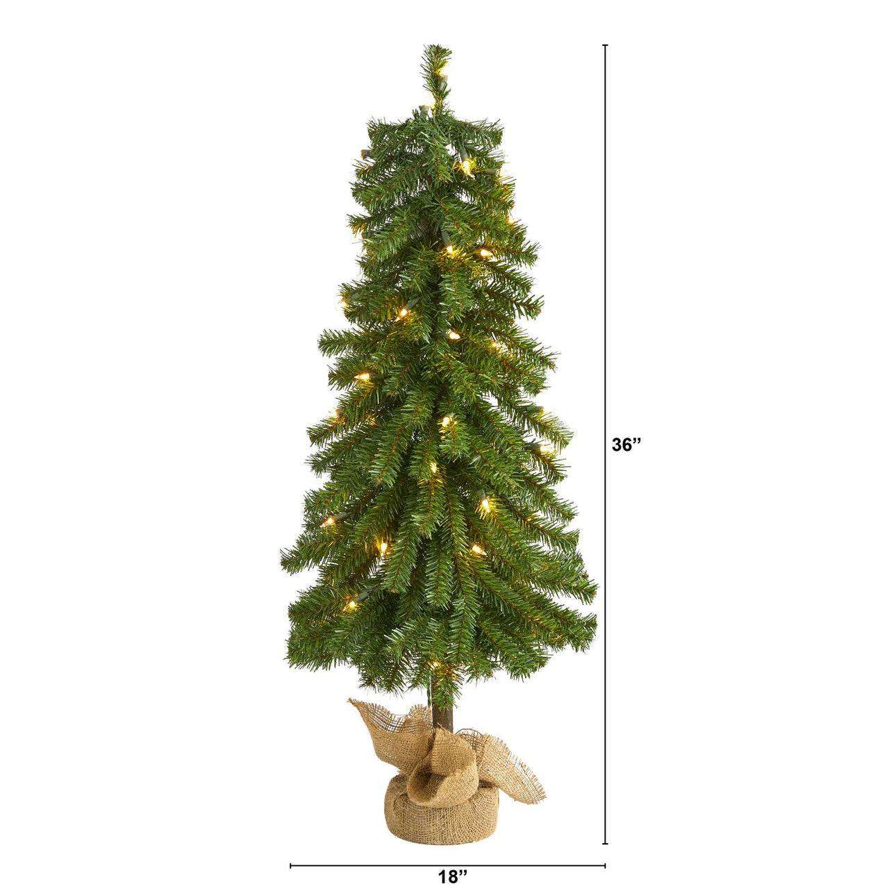 3' Alpine Artificial Christmas Tree with 50 Lights, 177 Bendable Branches and a Burlap Planter - The Fox Decor