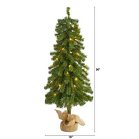 Thumbnail for 3' Alpine Artificial Christmas Tree with 50 Lights, 177 Bendable Branches and a Burlap Planter - The Fox Decor
