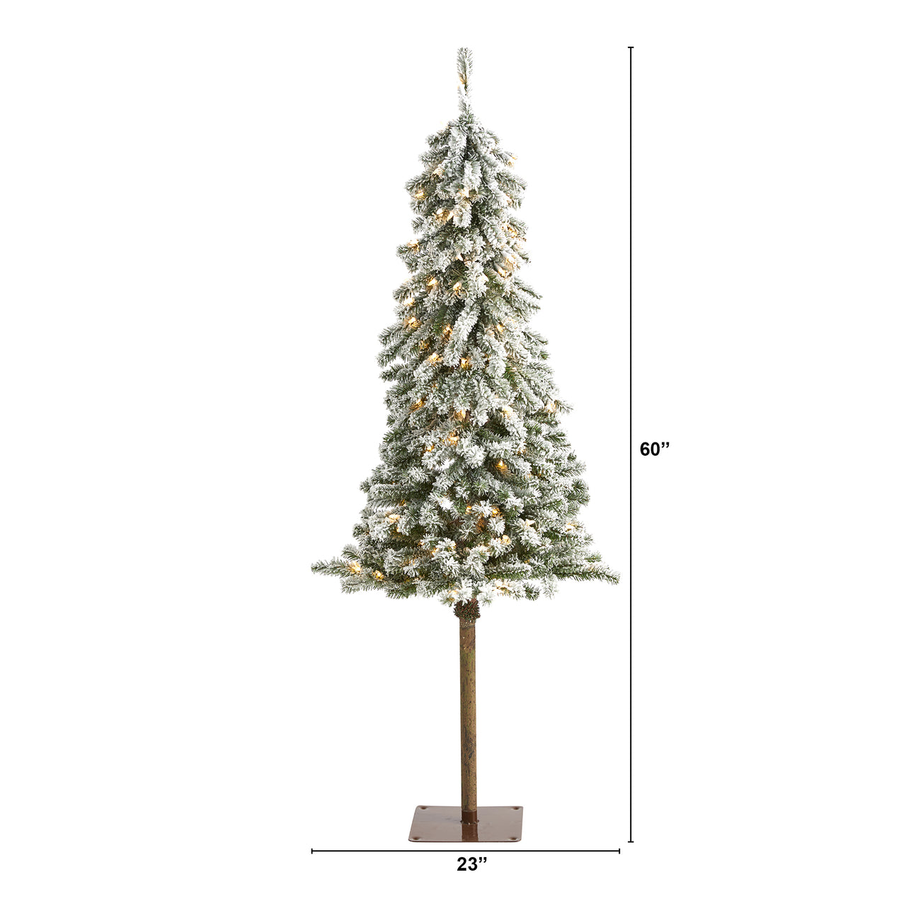 5’ Flocked Alpine Christmas Artificial Tree With 150 Lights And 405 Bendable Branches
