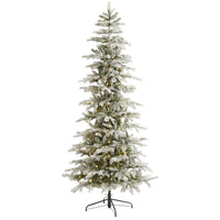 Thumbnail for 7.5’ Slim Flocked Nova Scotia Spruce Artificial Christmas Tree with 450 Warm White LED Lights and 909 Bendable Branches