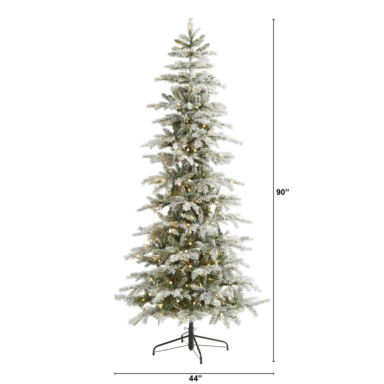 7.5’ Slim Flocked Nova Scotia Spruce Artificial Christmas Tree with 450 Warm White LED Lights and 909 Bendable Branches - The Fox Decor