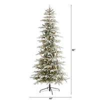 Thumbnail for 7.5’ Slim Flocked Nova Scotia Spruce Artificial Christmas Tree with 450 Warm White LED Lights and 909 Bendable Branches - The Fox Decor