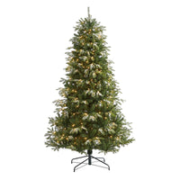 Thumbnail for 7’ Snowed Grand Teton Artificial Christmas Tree with 500 Clear Lights and 1050 Bendable Branches