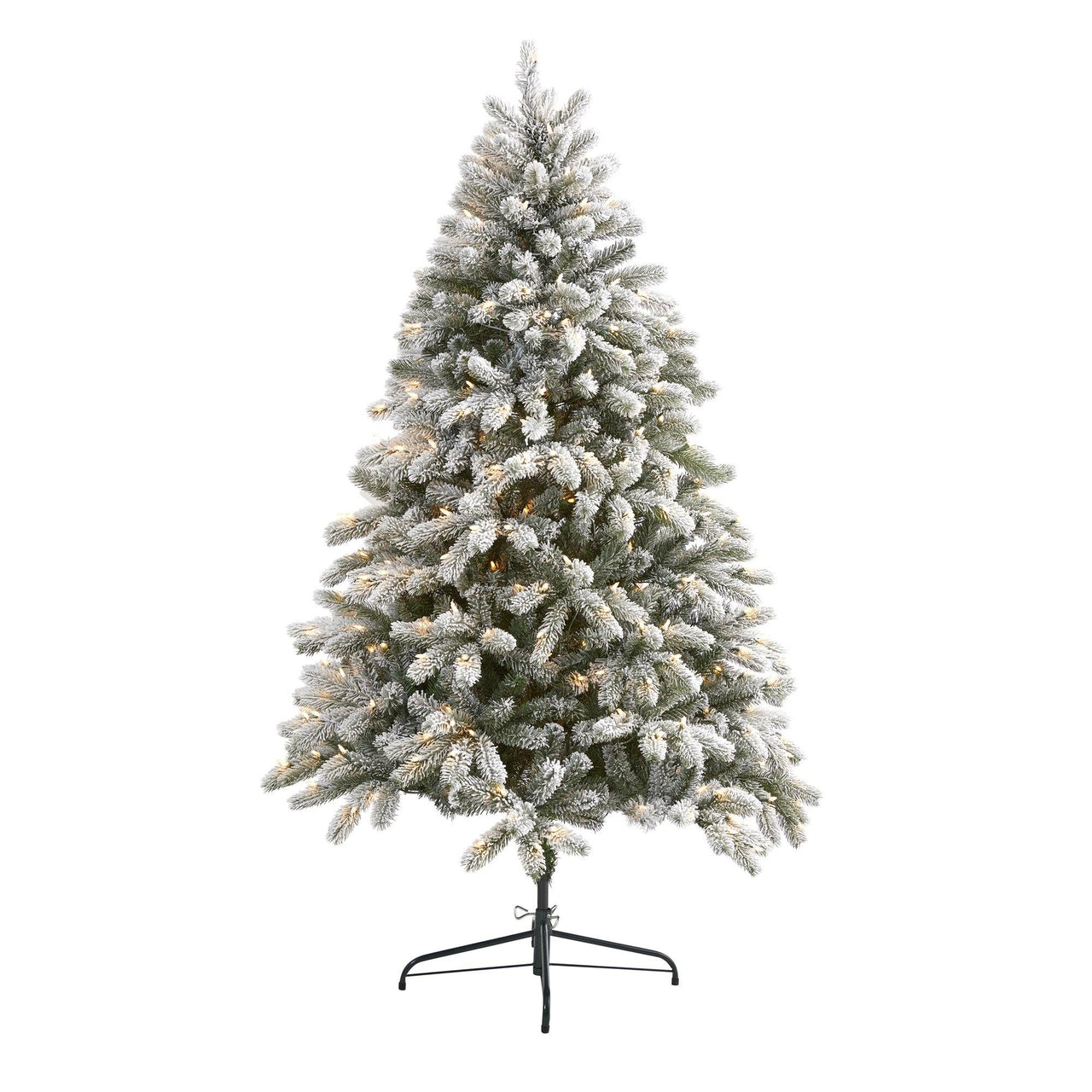 6’ Flocked South Carolina Spruce Artificial Christmas Tree with 450 Clear Lights and 925 Bendable Branches