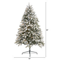 Thumbnail for 6’ Flocked South Carolina Spruce Artificial Christmas Tree with 450 Clear Lights and 925 Bendable Branches - The Fox Decor