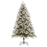 Thumbnail for 7.5’ Flocked South Carolina Spruce Artificial Christmas Tree with 600 Clear Lights and 1537 Bendable Branches