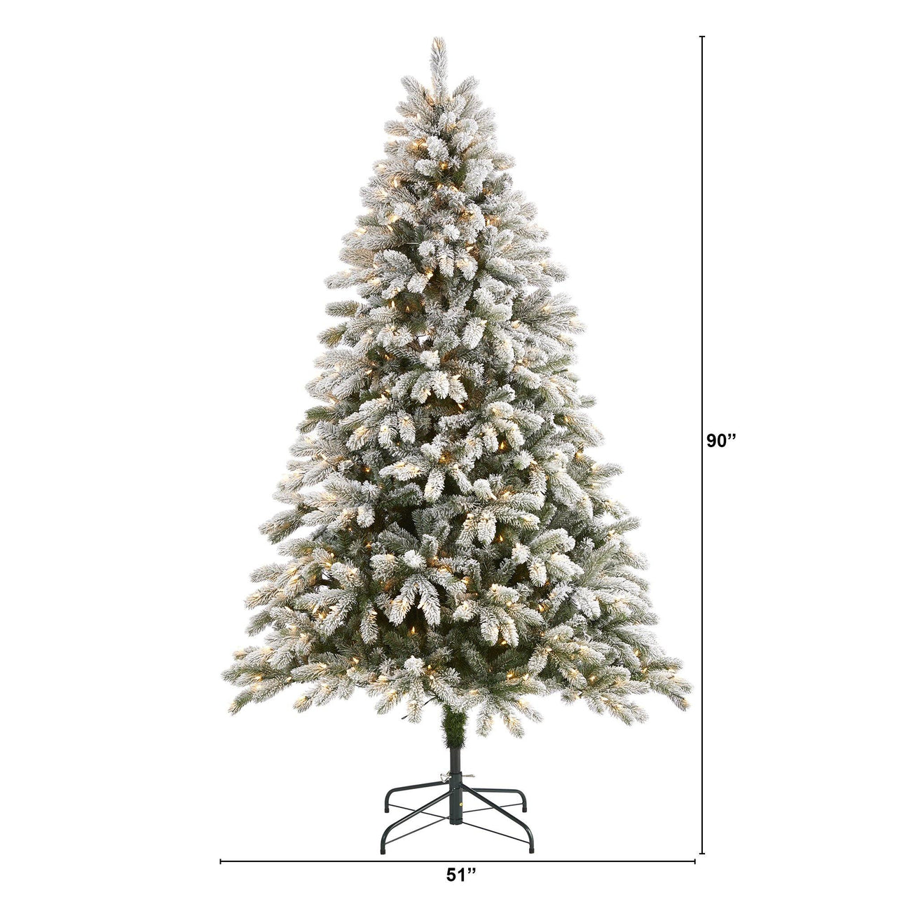 7.5’ Flocked South Carolina Spruce Artificial Christmas Tree with 600 Clear Lights and 1537 Bendable Branches - The Fox Decor