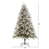 Thumbnail for 7.5’ Flocked South Carolina Spruce Artificial Christmas Tree with 600 Clear Lights and 1537 Bendable Branches - The Fox Decor