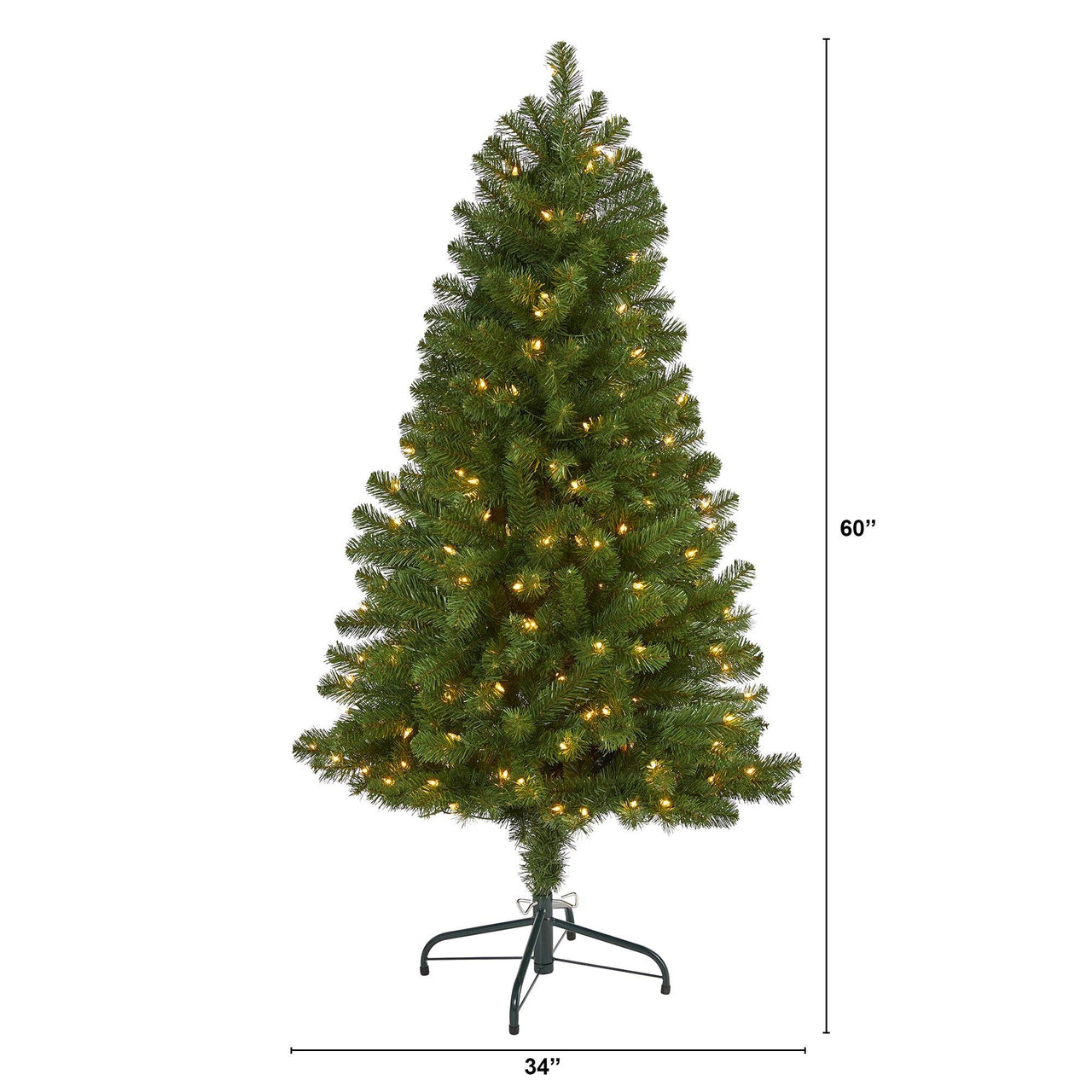 5’ Virginia Fir Artificial Christmas Tree with 200 Clear Lights and 379 Bendable Branches - The Fox Decor