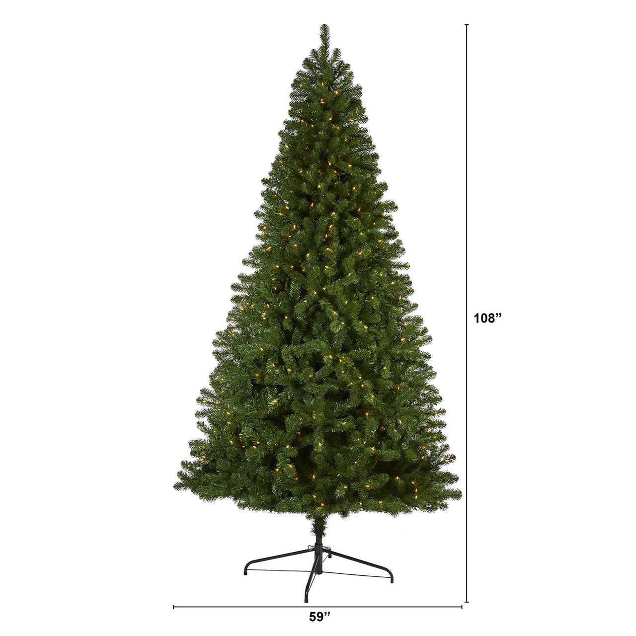 9’ Virginia Fir Artificial Christmas Tree with 600 Clear Lights and 1453 Bendable Branches - The Fox Decor