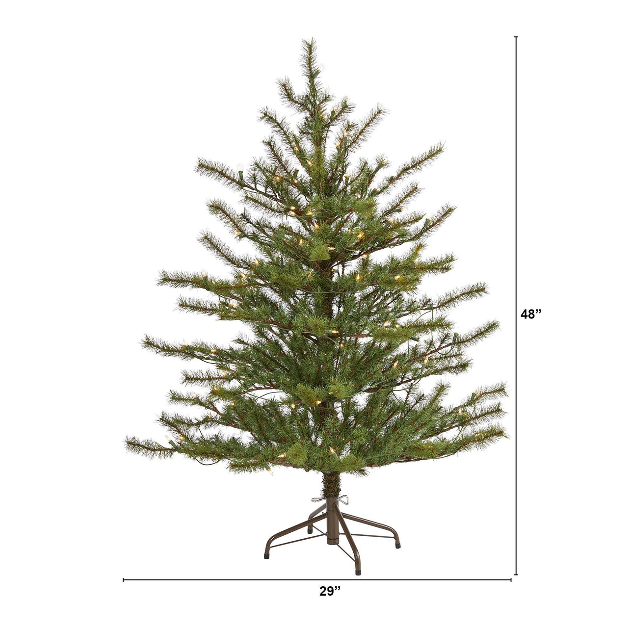 4’ Vancouver Mountain Pine Artificial Christmas Tree with 100 Clear Lights and 374 Bendable Branches - The Fox Decor
