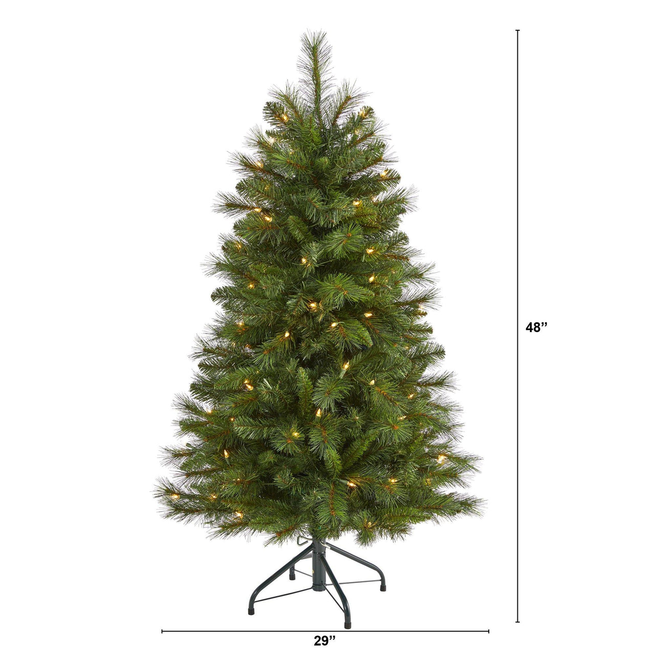 4’ West Virginia Mountain Pine Artificial Christmas Tree with 100 Clear Lights and 322 Bendable Branches - The Fox Decor
