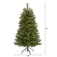 Thumbnail for 4’ West Virginia Mountain Pine Artificial Christmas Tree with 100 Clear Lights and 322 Bendable Branches - The Fox Decor