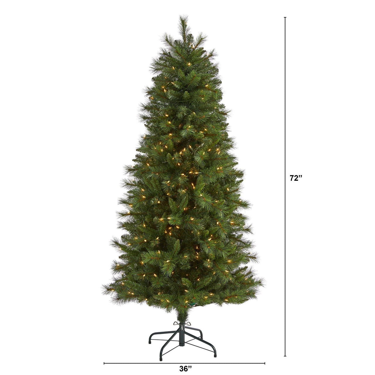 6’ Slim West Virginia Mountain Pine Artificial Christmas Tree with 300 Clear Lights and 629 Bendable Branches - The Fox Decor