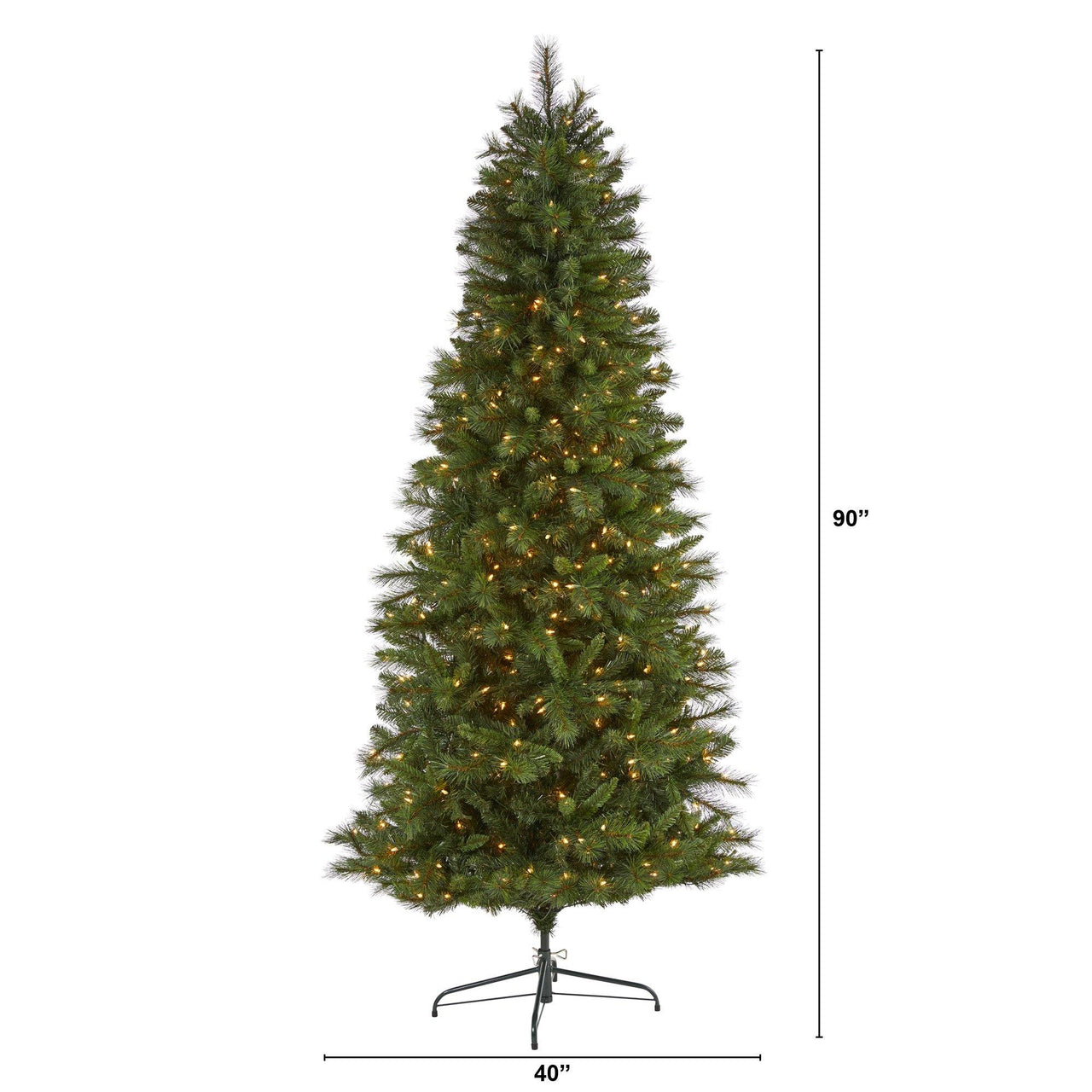 7.5’ Slim West Virginia Mountain Pine Artificial Christmas Tree with 450 Clear Lights and 967 Bendable Branches - The Fox Decor