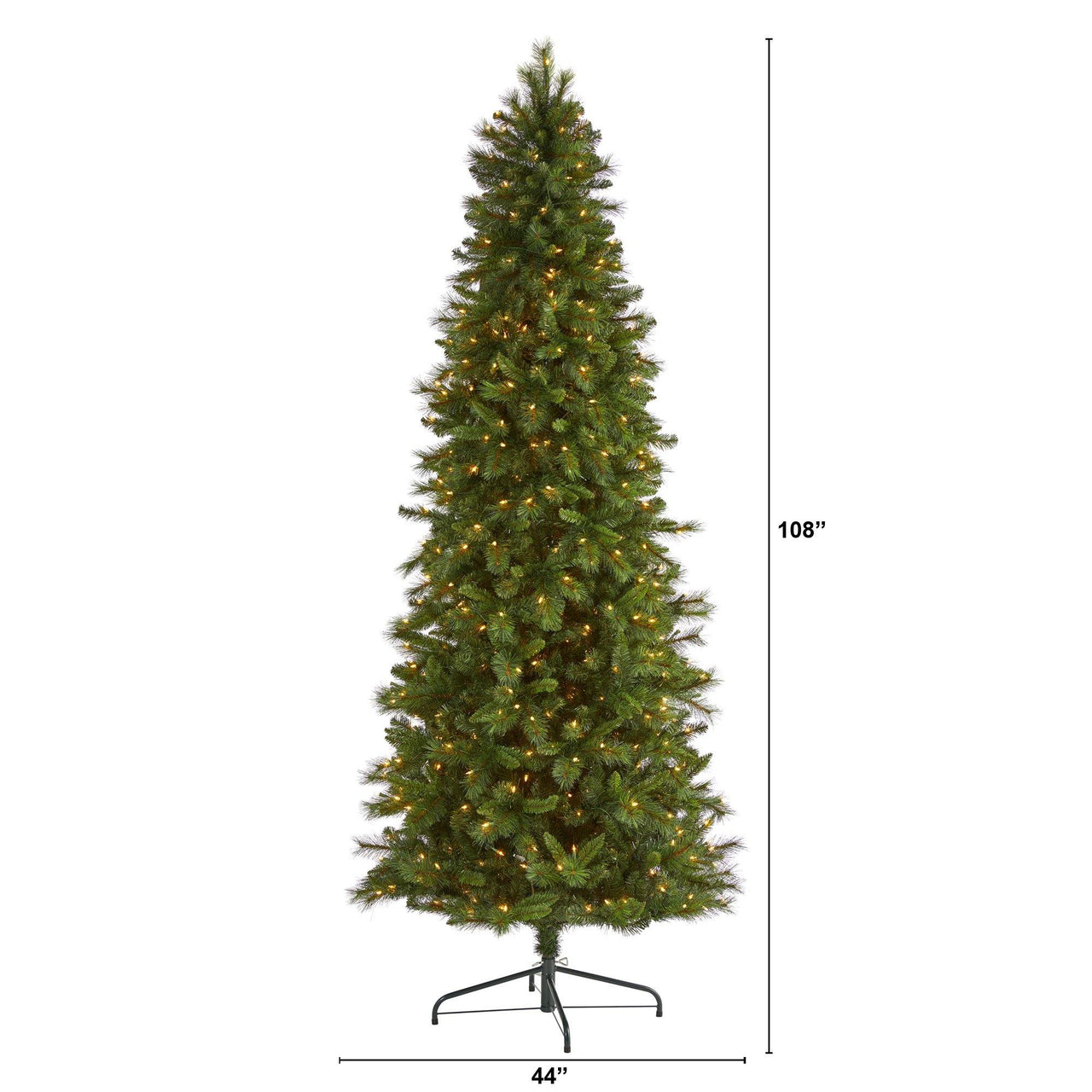 9’ Slim West Virginia Mountain Pine Artificial Christmas Tree with 600 Clear Lights and 1359 Bendable Branches - The Fox Decor