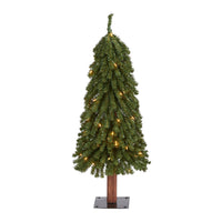 Thumbnail for 3’ Grand Alpine Artificial Christmas Tree with 50 Clear Lights and 193 Bendable Branches on Natural Trunk