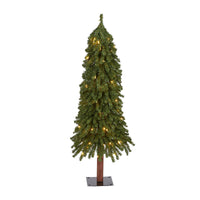 Thumbnail for 4’ Grand Alpine Artificial Christmas Tree with 100 Clear Lights and 361 Bendable Branches on Natural Trunk
