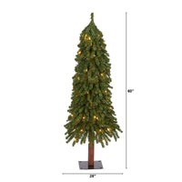 Thumbnail for 4’ Grand Alpine Artificial Christmas Tree with 100 Clear Lights and 361 Bendable Branches on Natural Trunk - The Fox Decor