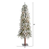 Thumbnail for 5’ Flocked Grand Alpine Artificial Christmas Tree with 200 Clear Lights and 469 Bendable Branches on Natural Trunk - The Fox Decor