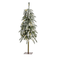 Thumbnail for 3.5’ Flocked Washington Alpine Christmas Tree with 50 White Warm LED lights and 168 Bendable Branches