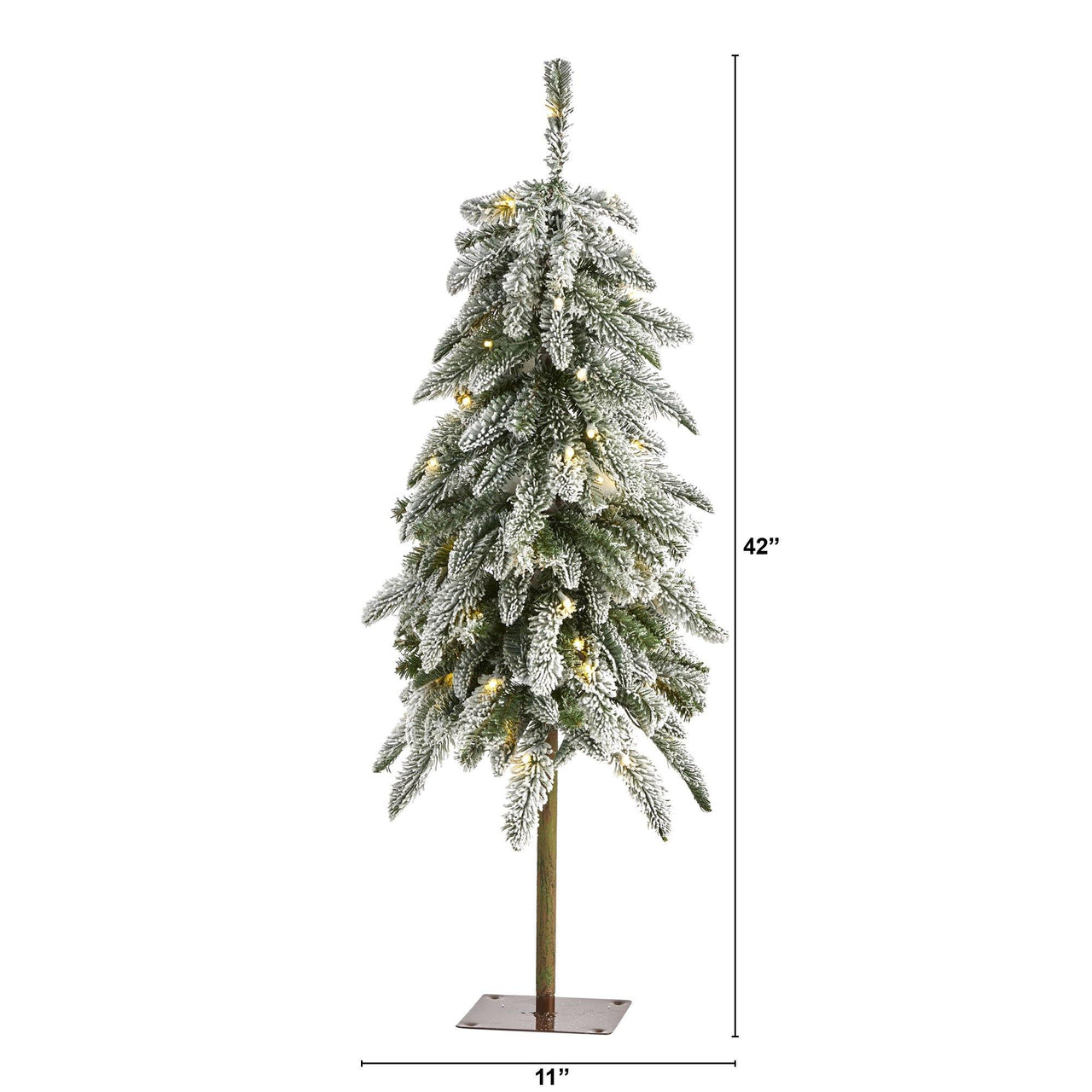 3.5’ Flocked Washington Alpine Christmas Tree with 50 White Warm LED lights and 168 Bendable Branches - The Fox Decor