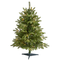Thumbnail for 3’ Snowed Grand Teton Fir Artificial Christmas Tree with 50 Clear Lights and 111 Bendable Branches