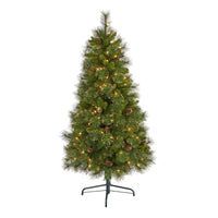 Thumbnail for 5’ Golden Tip Washington Pine Artificial Christmas Tree with 150 Clear Lights, Pine Cones and 432 Bendable Branches
