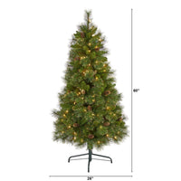 Thumbnail for 5’ Golden Tip Washington Pine Artificial Christmas Tree with 150 Clear Lights, Pine Cones and 432 Bendable Branches - The Fox Decor