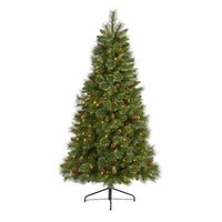 Thumbnail for 6’ Golden Tip Washington Pine Artificial Christmas Tree with 250 Clear Lights, Pine Cones and 750 Bendable Branches