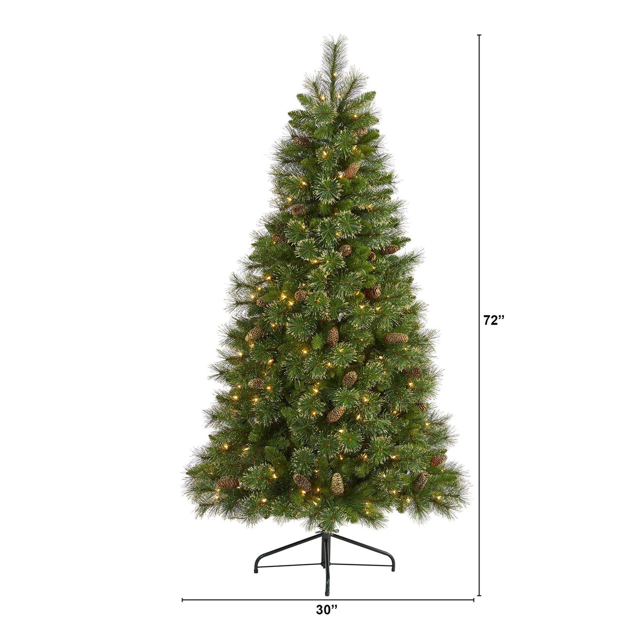 6’ Golden Tip Washington Pine Artificial Christmas Tree with 250 Clear Lights, Pine Cones and 750 Bendable Branches - The Fox Decor