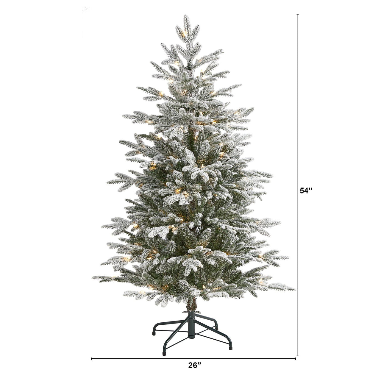 4.5’ Flocked Manchester Spruce Artificial Christmas Tree with 100 Lights and 357 Bendable Branches - The Fox Decor