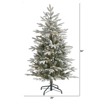 Thumbnail for 4.5’ Flocked Manchester Spruce Artificial Christmas Tree with 100 Lights and 357 Bendable Branches - The Fox Decor