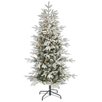 Thumbnail for 5.5’ Flocked Manchester Spruce Artificial Christmas Tree with 200 Lights and 560 Bendable Branches