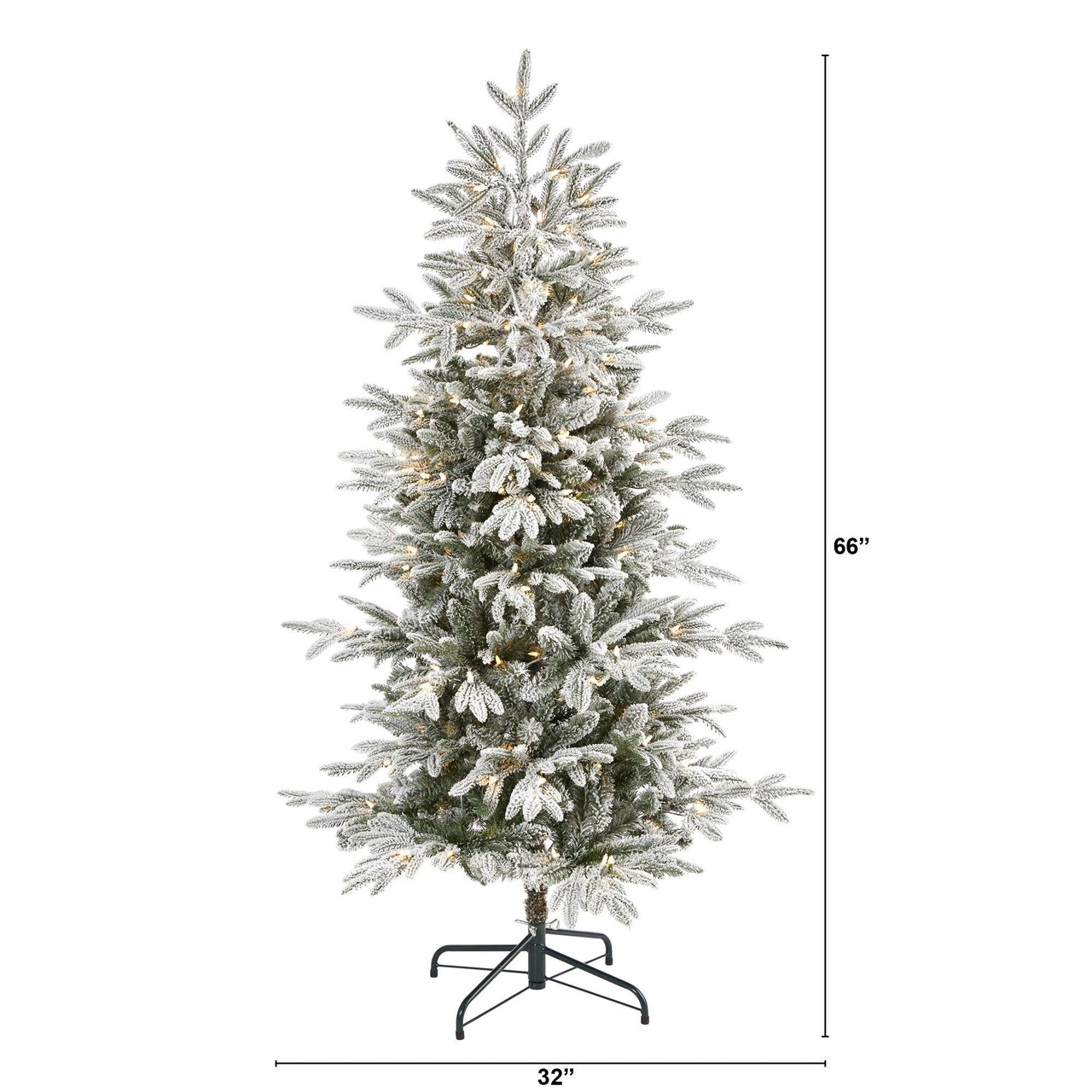 5.5’ Flocked Manchester Spruce Artificial Christmas Tree with 200 Lights and 560 Bendable Branches - The Fox Decor