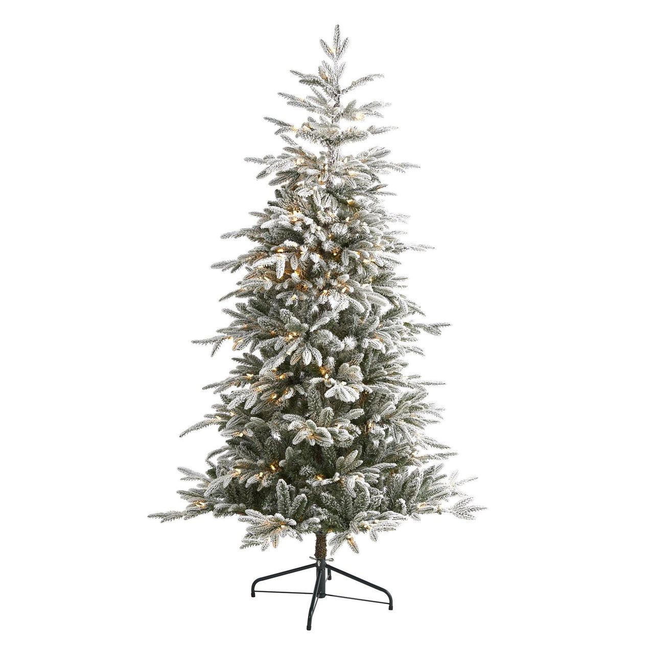 6.5’ Flocked Manchester Spruce Artificial Christmas Tree with 300 Lights and 781 Bendable Branches