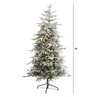 Thumbnail for 6.5’ Flocked Manchester Spruce Artificial Christmas Tree with 300 Lights and 781 Bendable Branches - The Fox Decor