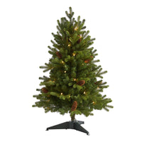 Thumbnail for 3’ Yukon Mountain Fir Artificial Christmas Tree with 50 Clear Lights and Pine Cones