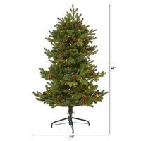 Thumbnail for 4’ Yukon Mountain Fir Artificial Christmas Tree with 100 Clear Lights, Pine Cones and 386 Bendable Branches - The Fox Decor