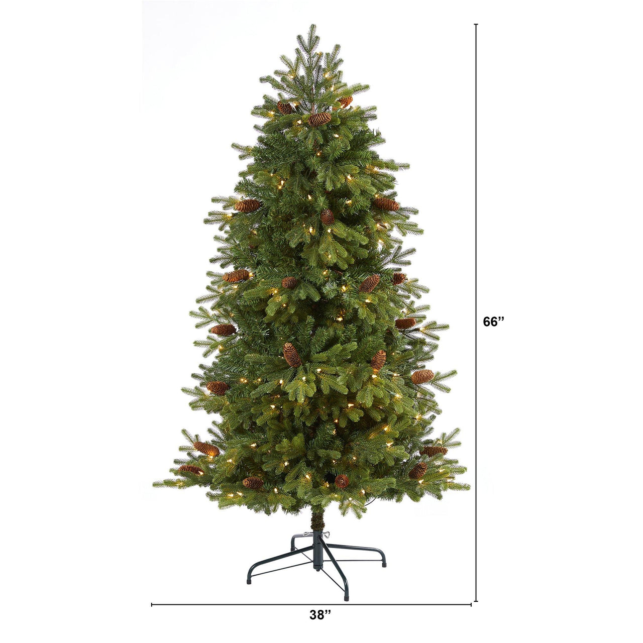5.5’ Yukon Mountain Fir Artificial Christmas Tree with 250 Clear Lights, Pine Cones and 800 Bendable Branches - The Fox Decor
