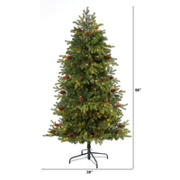 Thumbnail for 5.5’ Yukon Mountain Fir Artificial Christmas Tree with 250 Clear Lights, Pine Cones and 800 Bendable Branches - The Fox Decor