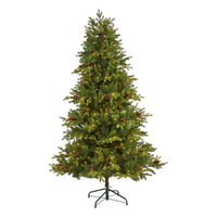 Thumbnail for 6.5’ Yukon Mountain Fir Artificial Christmas Tree with 450 Clear Lights, Pine Cones and 1236 Bendable Branches