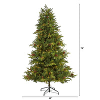 Thumbnail for 6.5’ Yukon Mountain Fir Artificial Christmas Tree with 450 Clear Lights, Pine Cones and 1236 Bendable Branches - The Fox Decor