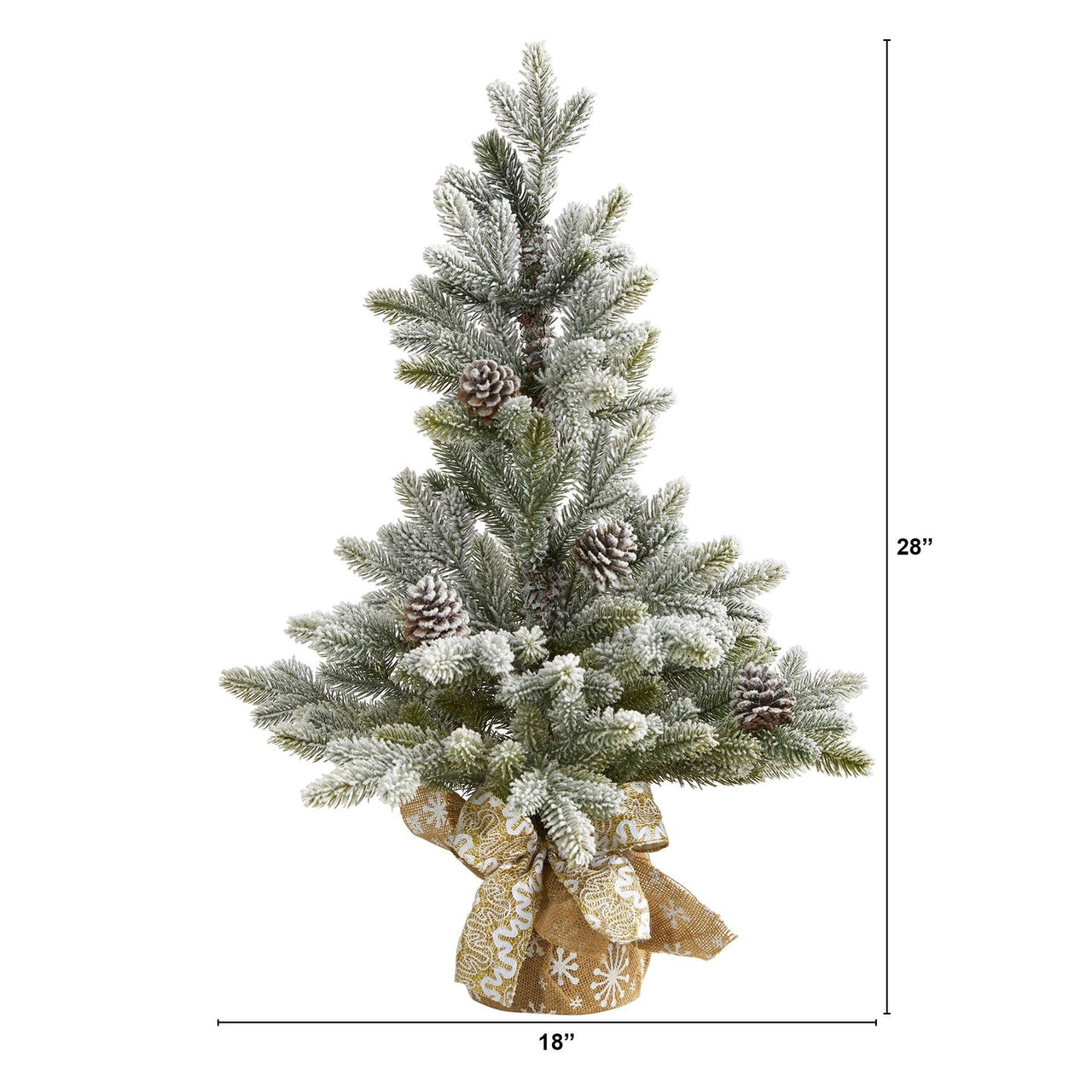 28” Flocked Artificial Christmas Tree with Pine Cones - The Fox Decor