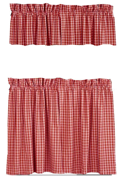 Barn Red Nutmeg Heritage House Check Barn Red 36" Tiers Lined T3100017 - The Fox Decor