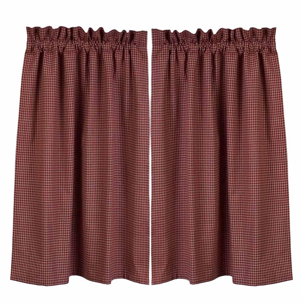 Barn Red Oat Newbury Gingham 36" Tiers Lined T3670017 - The Fox Decor