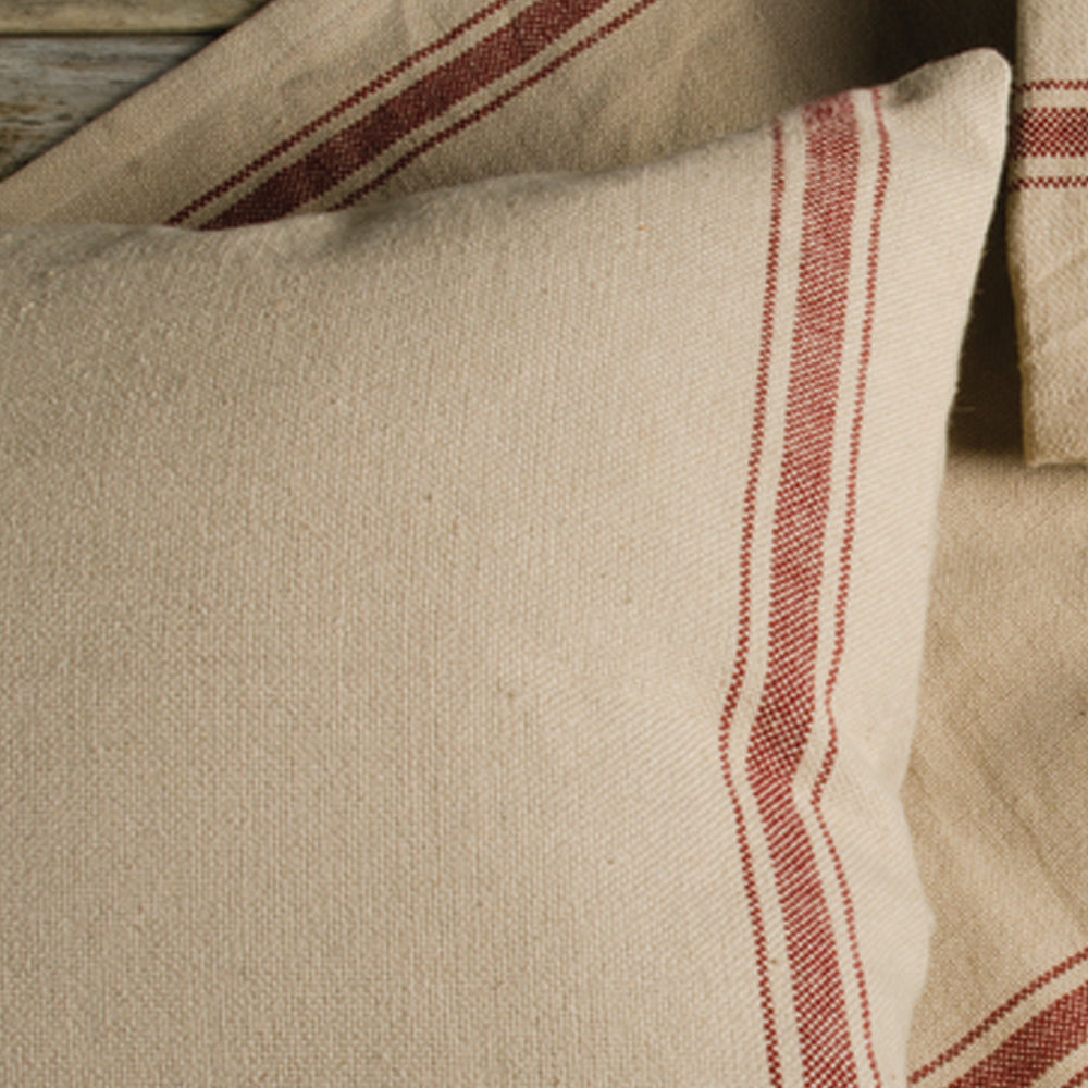 Grain Sack Barn Red Grain Sack Stripe Barn Red 45" Table Runner T4164017 - The Fox Decor
